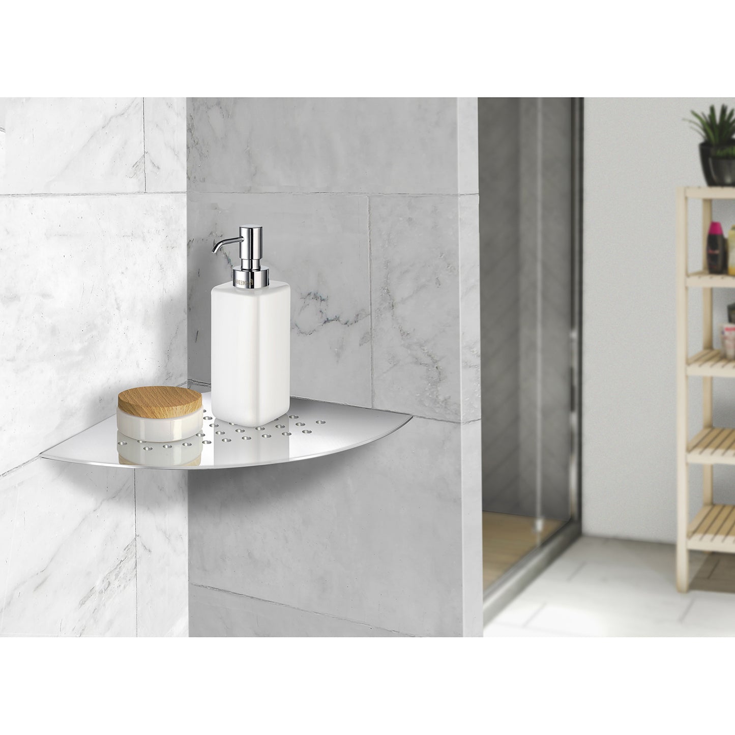 Grout Line Corner Shelf